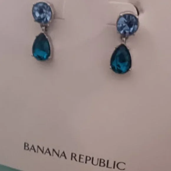BANANA REPUBLIC Mod/Contemporary Silver Blue & Light Blue Drop Earrings**NEW! - Picture 5 of 6
